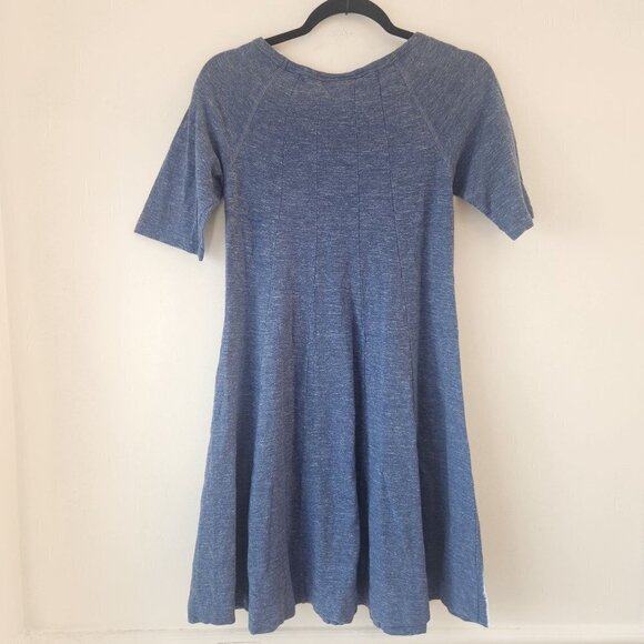 Ganni Blue Stretch Jersey Knit Fit and Flare Twirl Dress Women's Size M - Picture 3 of 7